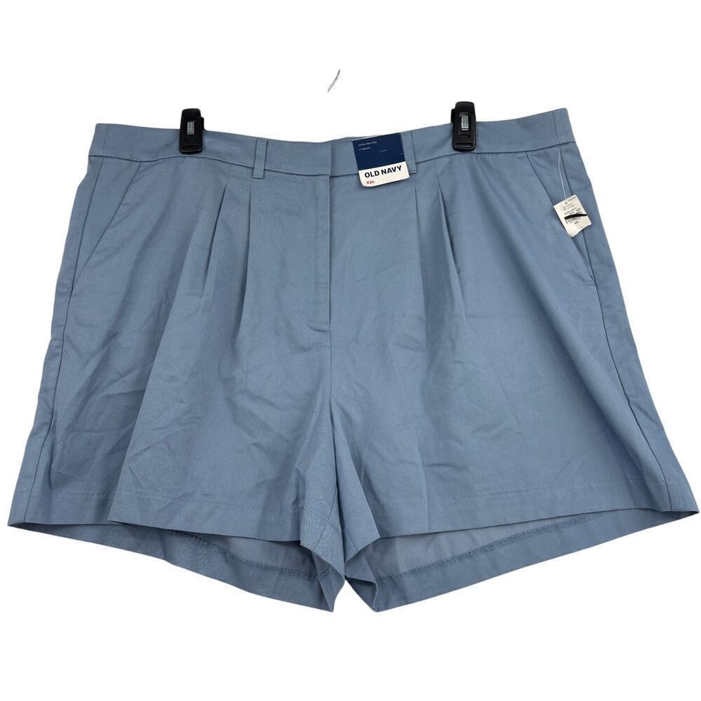 Old‎ Navy Shorts Size XXL Blue Extra High Rise Trouser Pleated Viscose 5" Inseam